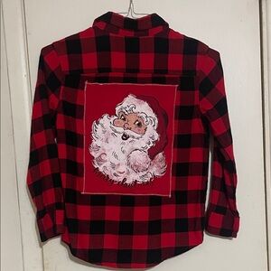 Wonder Nation Red and Black Plaid Santa Kids Shirt
